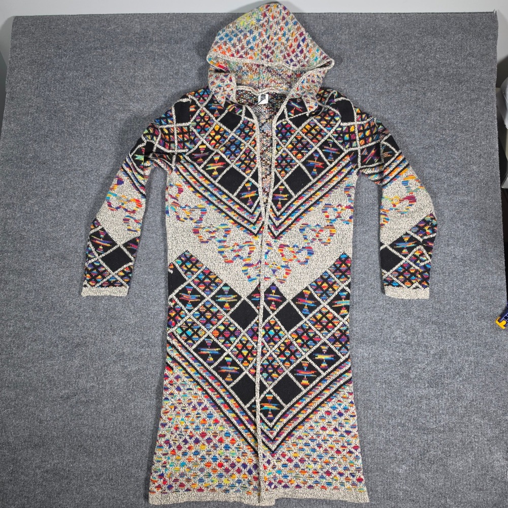 Pinklicious Womens Longline Hooded Cardigan Multicolor Geometric JMT6131 Large